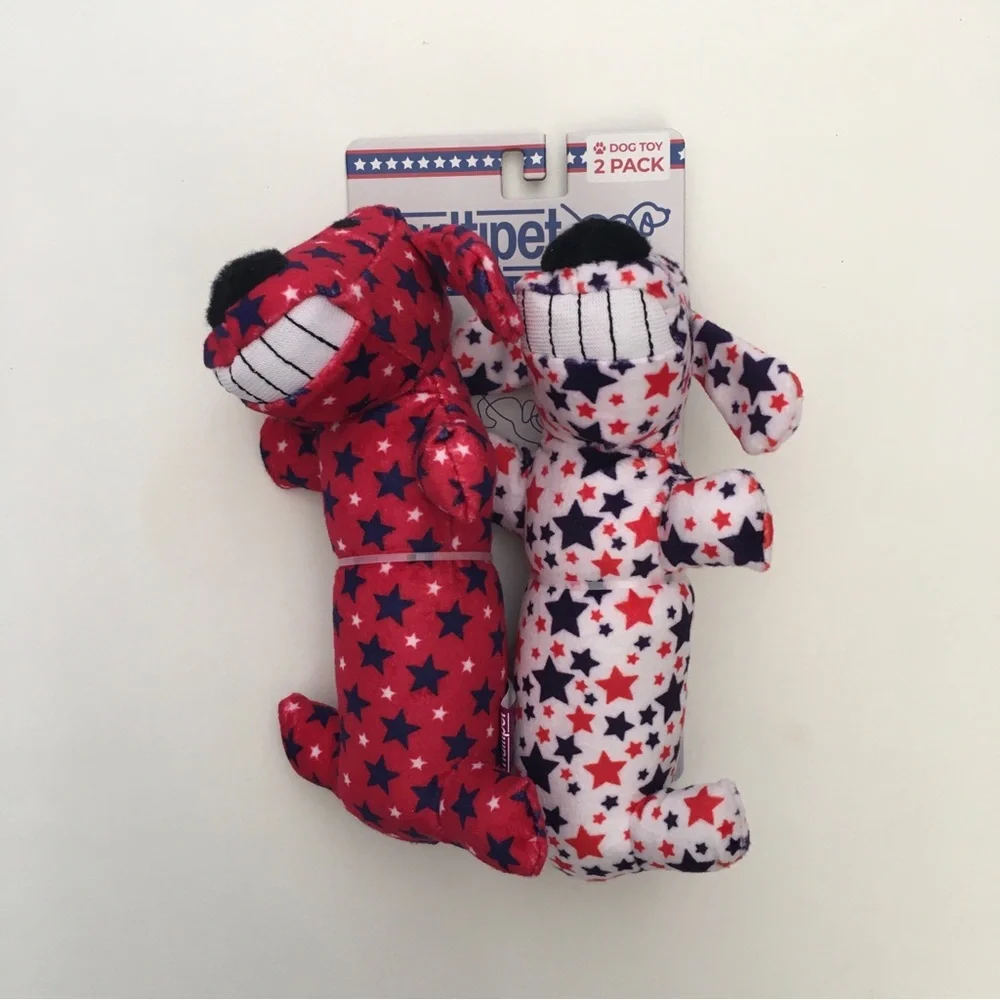 Dog Toys with Squeaker for Smaller Pets Red White Blue Stars NEW | Multipet